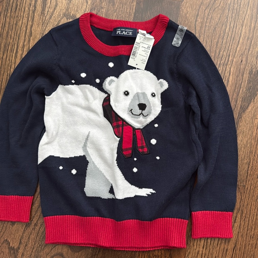 3T
The Children’s Place Polar Bear Sweater crew neck 
3T